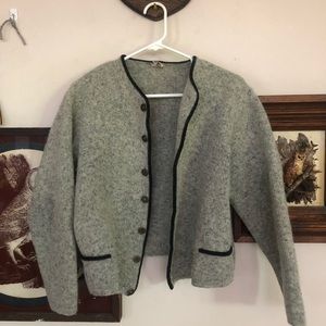 Vintage Heli Gray Wool Cardigan Sweater